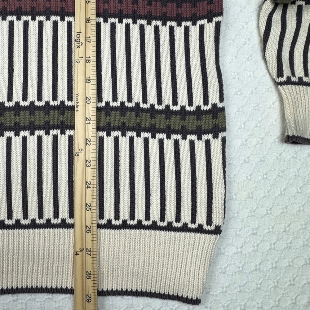 Vintage 90s Cambridge Classics Men Large Knit Sweater Retro Stripe Ribbed Cotton - Picture 5 of 7